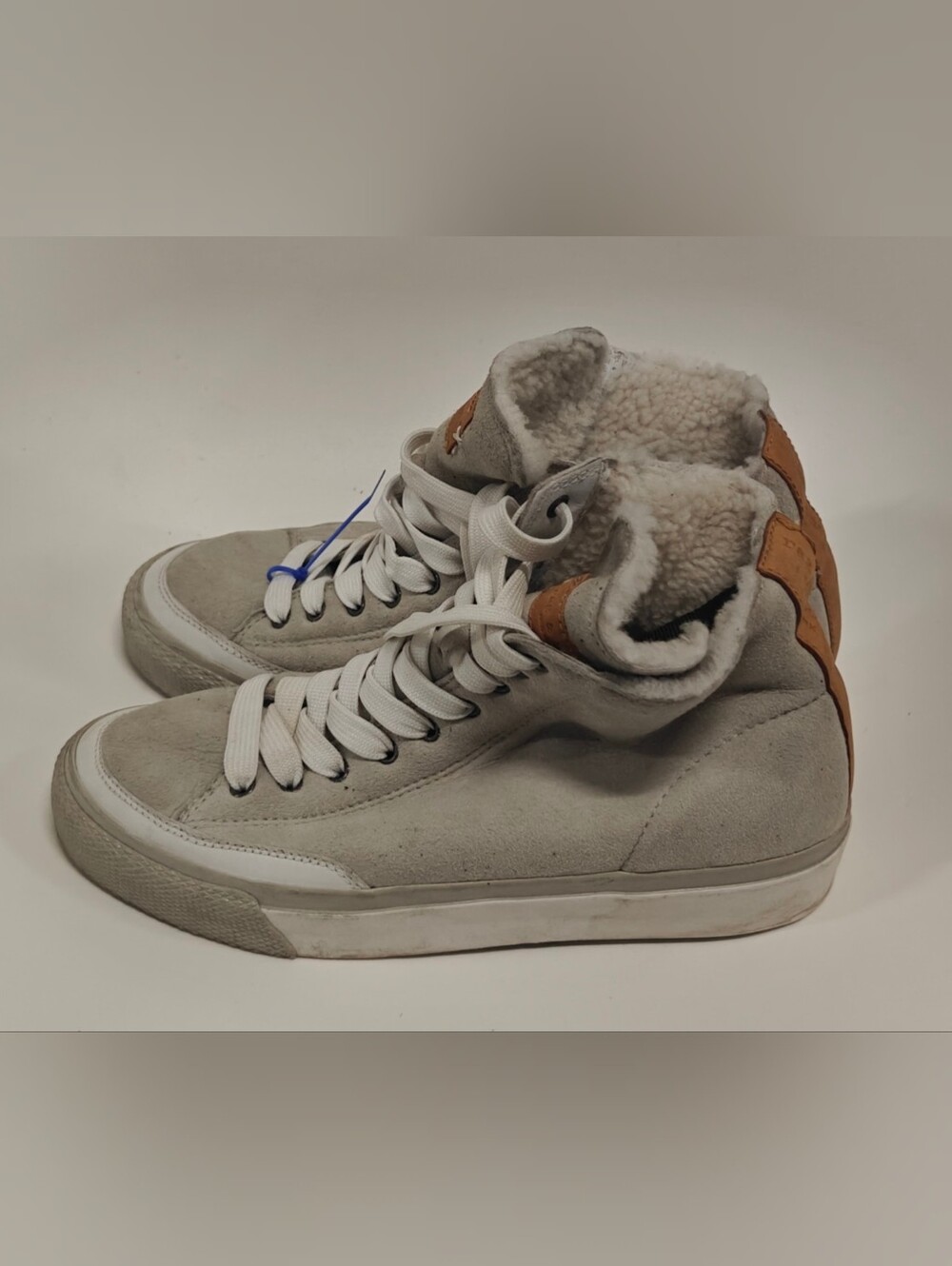 Rag & Bone New York Grey Suede Shearling High Top Sneakers EU 40 US 9 Women